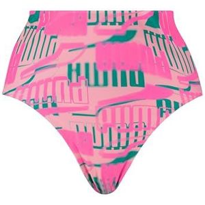 PUMA Swim Women Printed High Waist Brief 1P, roze combo, L