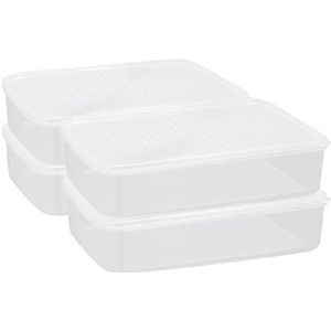Cetomo 3.5L* 4 voedselopslagcontainers, magnetron, vriezer en vaatwasmachinebestendig, lunchboxen, koelkast organizer bakken met deksel