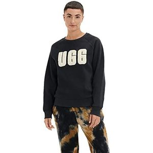 UGG Vrouwen W Madeline Fuzzy Logo Crewneck Pullover Trui, zwart/crème, XL