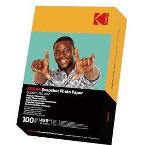 KODAK Instant fotopapier, 100 vellen fotopapier, formaat 102 x 152 mm, glanzende afwerking, 180 g/m², compatibel met inkjetprinters