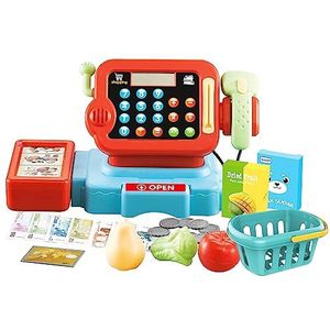 Theorema 67295 - Elektronische kassa supermarkt speelgoed met scanner, band, kaartlezer en veel accessoires