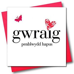 Claire Giles Harten en sterren Welsh Happy Birthday Vrouwen/Gwraig kaart