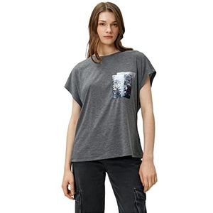 Koton Dames T-shirt met pailletten en losse mouwen, antraciet (931), L