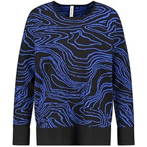 GERRY WEBER Edition Dames 770553-44713 pullover, zwart/blauw patroon, 44
