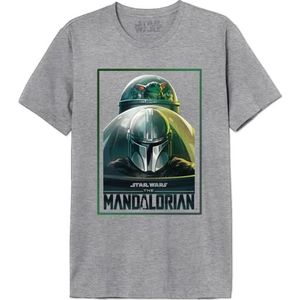 Star Wars Mandalorian Comics Green Rectangle MESWMANTS194 T-shirt voor heren, grijs melange, maat XL, Grijs Melange, XL