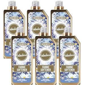 Fabulosa Wasverzachter voor parfum, wasverzachter en verfrissend voor kleding, langdurige geur, stofverzorging, 198 wasbeurten, verpakking van 6 stuks, Fresh Breeze