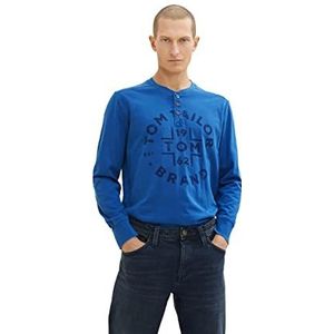 TOM TAILOR Uomini Henley shirt met lange 1034366, 19168 - Hockey Blue, XL
