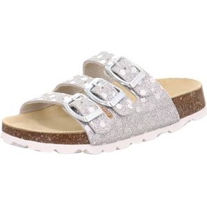 Superfit Mädchen FUSSBETTPANTOFFEL Hausschuhe, SILBER/WEIß 9510