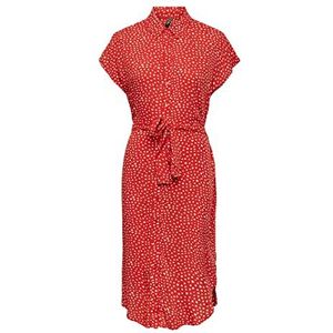 PCNYA SS Shirt Dress BC, Poppy Red/Aop: hearts, M