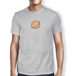 Green Fish, Basic T-shirt voor heren, 70% katoen 30% polyester, regular fit, Digital Icon Printed, maat: M, kleur: grijs, grijs, M