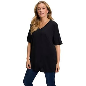 Ulla Popken Basic T-shirt voor dames, zwart, 66-68 EU