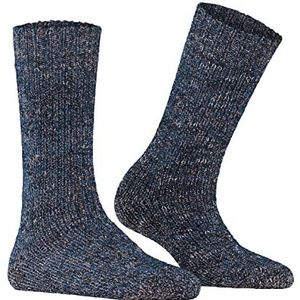 FALKE Dames rustic Chic katoen wol ademend warm halfhoog met patroon 1 paar sokken, blauw (Dark Navy 6370), 39-42