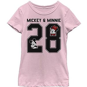 Disney Characters Mickey Minnie Collegiate Girl's Solid Crew Tee, Light Pink, X-Small, Rosa, XS