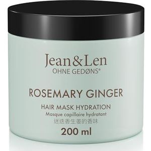 Jean & Len Rosemary & Ginger Haarmasker, voor sterk beschadigd, droog en glanzend haar, intensieve vochtverzorging, zonder parabenen, siliconen en microplastic, 200 ml