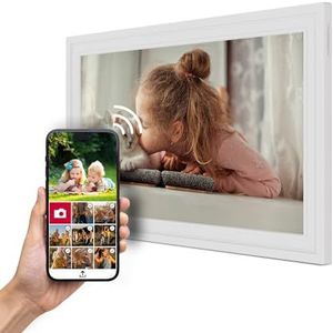 THOMSON Fotolijst 15 inch wit - 39,6 cm, 1920 x 1080 FHD IPS, touchscreen, 32 GB geheugen, automatische rotatie, multi-us-verbinding, wifi, tafelstandaard of wandmontage