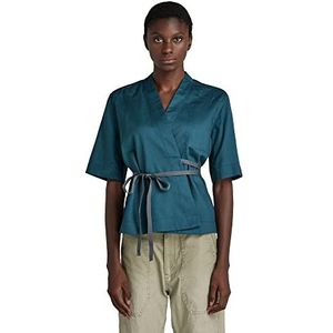 G-STAR RAW Dames Etd Wrap Top Ss Blouse, Blauw (Nitro D125-1861), S