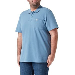 Wrangler heren polo shirt, blauw, XL