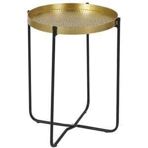 Home Deco - Ronde bijzettafel met koperkleurig blad - diam 35 cm - hoogte 45 cm
