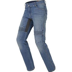 SPIDI, Motorjeans Furious PRO Broek, kleur: blauw medium used look, maat: 29, heren motorbroek met beschermers, slijtvast en perforatiebestendig, met kniebescherming, slim fit model