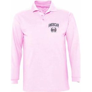 American College Sweatshirt met lange mouwen, roze poloshirt voor kinderen, maat 16 jaar, model AC9, 100% katoen, Roze, 16 ans
