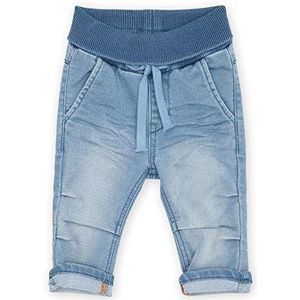 sigikid Babyjeans met elastische geribbelde tailleband om om te slaan en te binden, zachte sweatdenim-kwaliteit en comfortabele pasvorm, voor meisjes en jongens, maat 62-98, lichtblauw, 62 cm