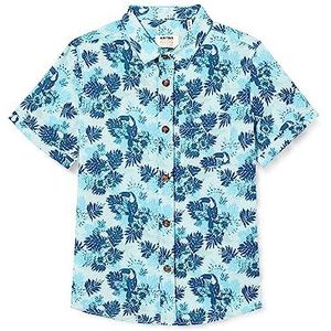 Koton Boys's Shirt met korte mouwen, katoen, bloemenprint, zakdetail, Wit design (0d0), 4-5 Jaar