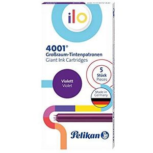 Pelikan 301527 grote inktcartridge 4001 ilo, schrijfkleur paars, inkt voor vulpen, 5 patronen