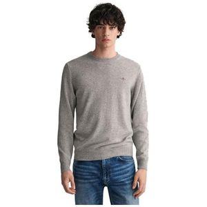 GANT - Superfine Lambswool C-Neck - Trui - Grey Melange - Wol 100%