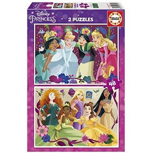 Educa - Disney Princess | 2-delige puzzelset voor kinderen met 48 delen. Geschatte afmetingen gemonteerd: 28 x 20 cm. Bestaat uit grote delen, perfect afgewerkt. +4 jaar (19675)