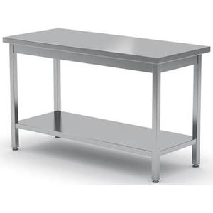 HENDI Werktafel, voor zwaar gebruik, met opbergplank, in hoogte verstelbare poten, versterkt werkblad, tot 70kg/m2, keukentafel, keukenwerktafel, 1200x600x(H)850mm, roestvast staal AISI 430