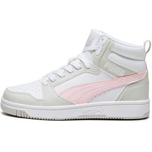 PUMA Rebound V6 MID JR-sneaker, wit-frosty roze-sedategrijs, 4 UK, met ijzig roze sedategrijs, 37 EU