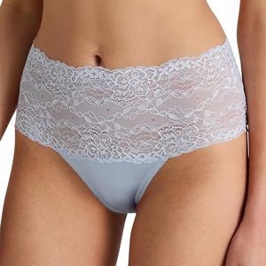 CALIDA Sensual Secrets Slip, hoge taille voor dames, brede, transparante kanten tailleband, New Harmony Blue, 48-50
