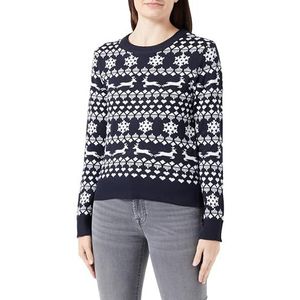 Bestseller A/S Dames Onlxmas Snowflake Ls O-Neck KNT gebreide trui, Night Sky/Patroon: cloud Dancer, L