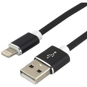 everActive USB-kabel: Siliconen kabel, Lightening/smartphone, tablet, pad, snel opladen tot 2,4 A, 150 cm lang, zwart, model: CBS-1.5IB
