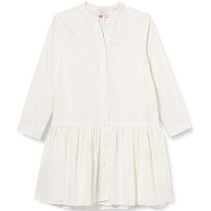 aleva Meisjesjurk, casual jurk, Wolwit met zilveren strepen en stippen, 134 cm