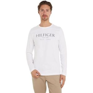 Tommy Hilfiger Heren Big Hilfiger LS TEE MW0MW36502, L/S T-shirt, wit, XXL, Wit (zwart), XXL