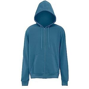 Fumo Gebreide hoodie voor heren met ritssluiting polyester donker turkoois maat XL, donker-turquoise, XL