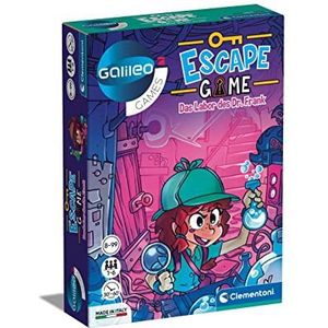 Clementoni Escape Game 59226 Het laboratorium van Dr. Frank - gezelschapsspel om te puzzelen en te raadselen, inclusief hintskaarten en rekwisieten, familiespel vanaf 8 jaar, ideaal als cadeau