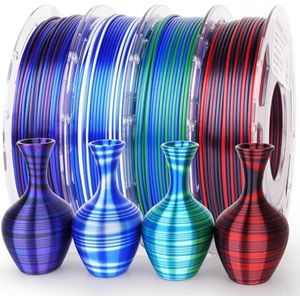 AMOLEN Zijde PLA 3D Printer Filament Bundle, Veelkleurig Regenboog PLA Filament 1,75 mm, snelle Kleurverandering PLA Onregelmatige Strepen 3D Printing Filament voor de meeste FDM 3D-printers, 200 g x
