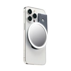 JOBY Beamo Ringlamp, compatibel met iPhone met MagSafe, led-ringlamp, bruikbaar met elke smartphone met de meegeleverde kleverige ring, ringlicht voor telefoons, magnetisch ringlicht, kleur grijs