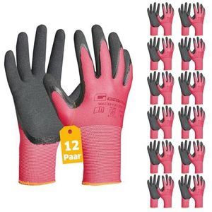 Gebol Master Flex Eco Lady Werkhandschoenen met nitril-coating, veilige grip, nitrilhandschoenen voor werkplaats en montage, dames, maat XS (maat 6), flamingo, 12 paar, multipack