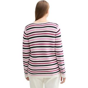 TOM TAILOR Dames Plussize Pullover, 36210 - Berry Knit Stripe Design, 46 Grote maten