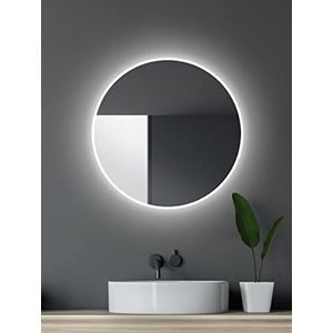 Talos LED badkamerspiegel rond, 60 cm, spiegel met verlichting, badkamerwandspiegel met lichtlijst, rond, lichtkleur, neutraal wit, 4200 Kelvin