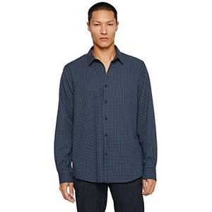Koton Basic Classic Shirt met lange mouwen voor heren, Navy Design (7d1), S