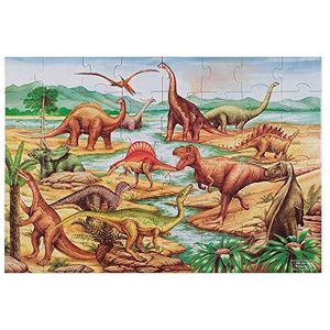 Melissa & Doug Vloerpuzzel met dinosaurussen (extra dikke kartonnen uitvoering, prachtige originele afbeelding, 48 stukjes)