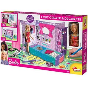 LISCIANI - Barbie gecreëerd en gedecoreerd, inclusief pop, loft van karton en meubels om te bouwen, markers, stickers, schilderbladen, meerkleurig, 92000