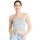 Calvin Klein - A- Woven Label Rib Cami - Tanktop - Zwart - Katoenmix