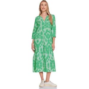 Street One AOP linnen midi etnojurk voor dames, Soft Grass Green, 46