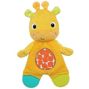 Bright Starts, knuffeldier en tandenhulp – van knipper materiaal om te knuffelen, bijten en spelen giraf geel