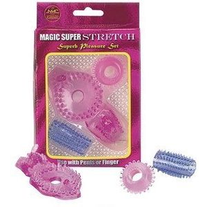 NMC roze/blauw Super Magic Stretch penis ring set